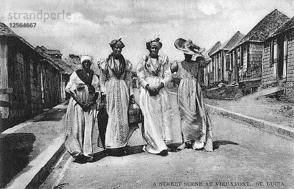 Straßenszene in Vieuxfort  St. Lucia  Anfang des 20. Jahrhunderts. Künstler: Unbekannt