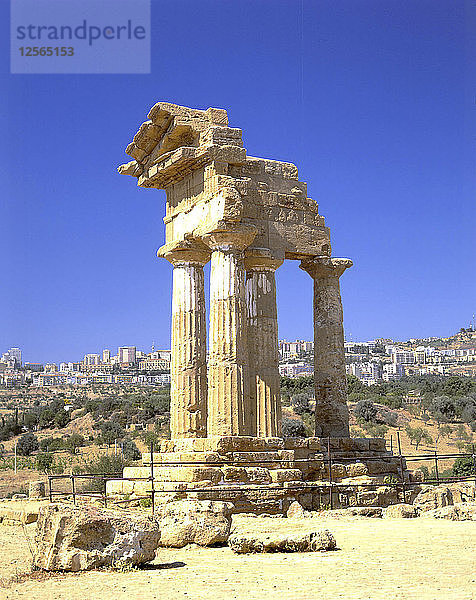 Tempel der Dioskuren  Agrigento  Sizilien  Italien.