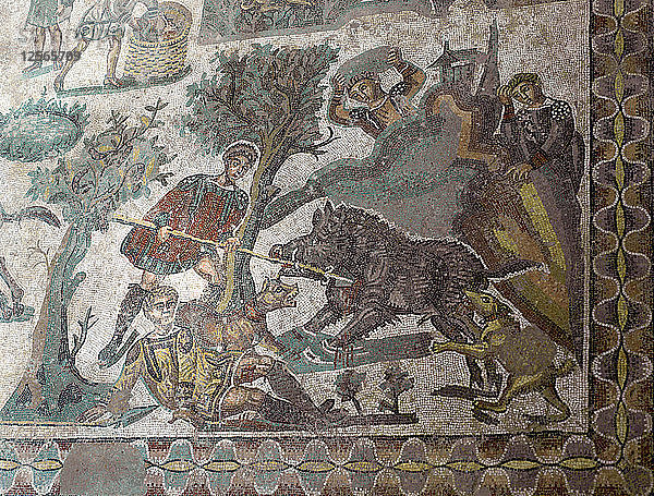 Mosaik in der römischen Villa von Casale  in der Nähe von Piazza Armerina  Sizilien  Italien.