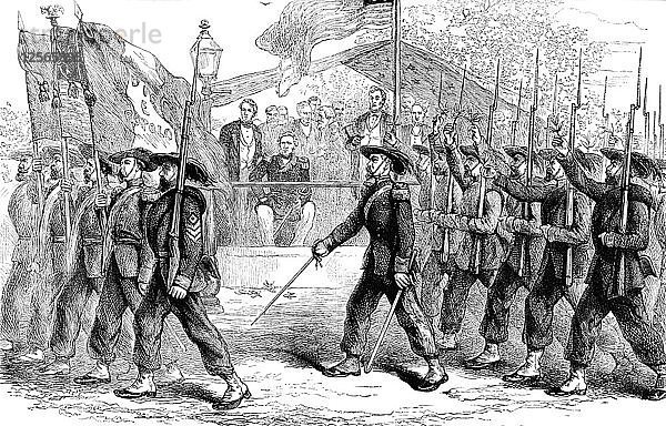 Vorbeimarsch der Garibaldi-Garde vor Präsident Lincoln  1861-1865 (um 1880). Künstler: Unbekannt