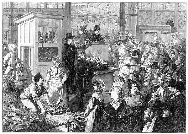 Der Fischmarkt in der Fastenzeit in Paris  1875. Künstler: Unbekannt