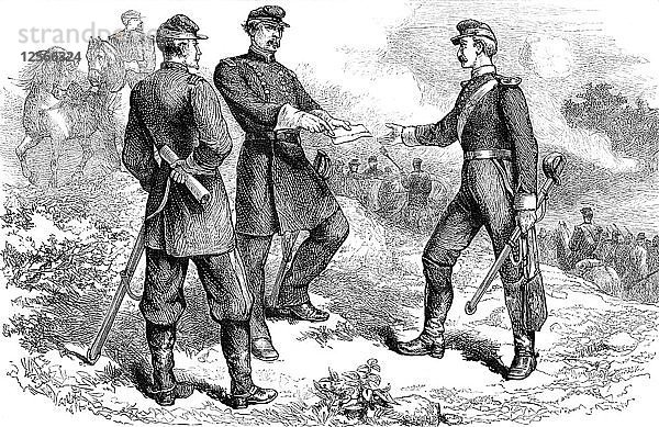 General McClellan in der Schlacht von Antietam  Amerikanischer Bürgerkrieg  1862 (um 1880). Künstler: Unbekannt