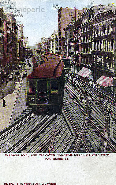 Wabash Avenue und Hochbahn  Chicago  Illinois  USA  1910. Künstler: Unbekannt
