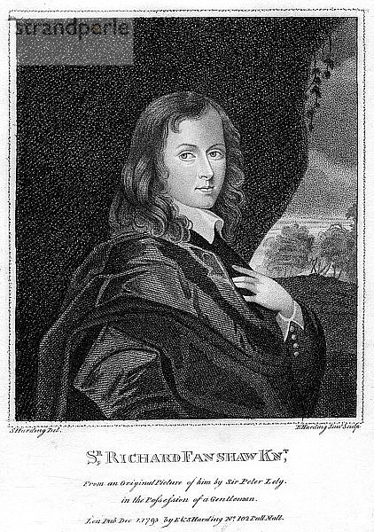 Sir Richard Fanshawe  englischer Diplomat und Autor aus dem 17. Jahrhundert  1792 Künstler: E. Harding