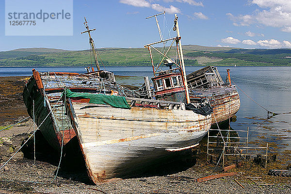 Alte Fischerboote  in der Nähe von Salen  Mull  Argyll und Bute  Schottland.