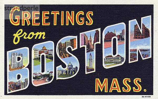 Grüße aus Boston  Massachusetts  Postkarte  1933. Künstler: Unbekannt