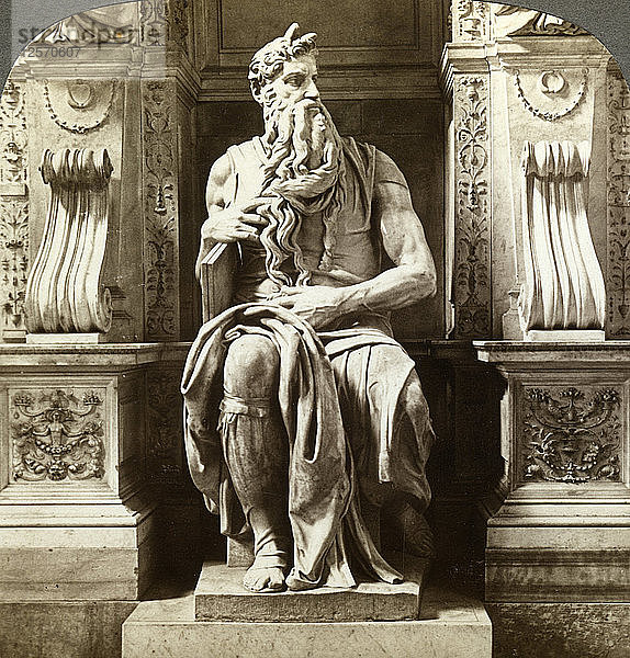 Michelangelos Moses-Statue  Kirche San Pietro in Vincoli  Rom  Italien  Künstler: Underwood & Underwood