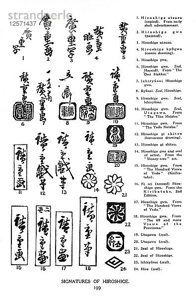 Signaturen von Hiroshige  19. Jahrhundert (1925). Künstler: Unbekannt
