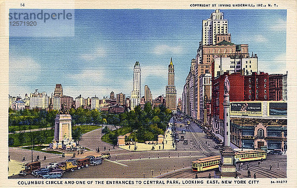 Columbus Circle und einer der Eingänge zum Central Park  New York City  New York  USA  1933. Künstler: Unbekannt