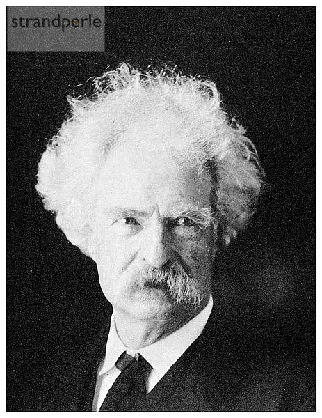 Mark Twain  amerikanischer Schriftsteller  in seinen späten Jahren  ca. 1890er Jahre (1955). Künstler: Unbekannt