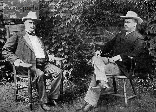 US-Präsident William McKinley und Vizepräsident Theodore Roosevelt  1899 (1951). Künstler: Unbekannt