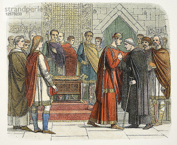 König Wilhelm I. macht den englischen Führern den Hof  um 1066 (1864). Künstler: James William Edmund Doyle