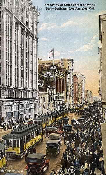 Broadway an der 6th Street  Los Angeles  Kalifornien  USA  1915. Künstler: Unbekannt