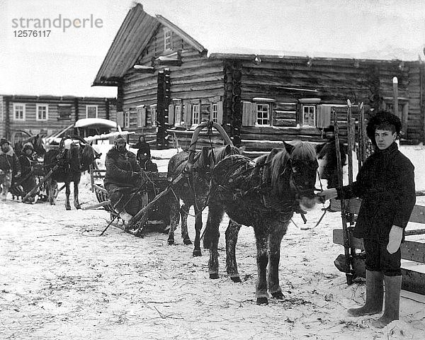 Amerikanische Infanterie in der Nähe von Archangel  Russland  Dezember 1918. Künstler: Anon