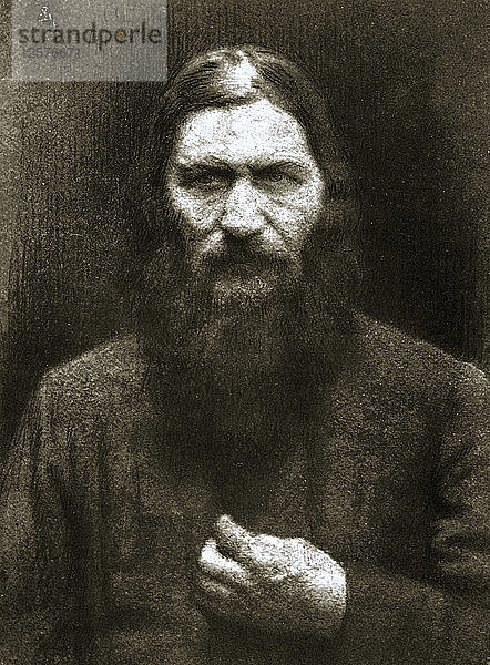 Rasputin  russischer Mystiker  Anfang des 20. Jahrhunderts. Künstler: Unbekannt