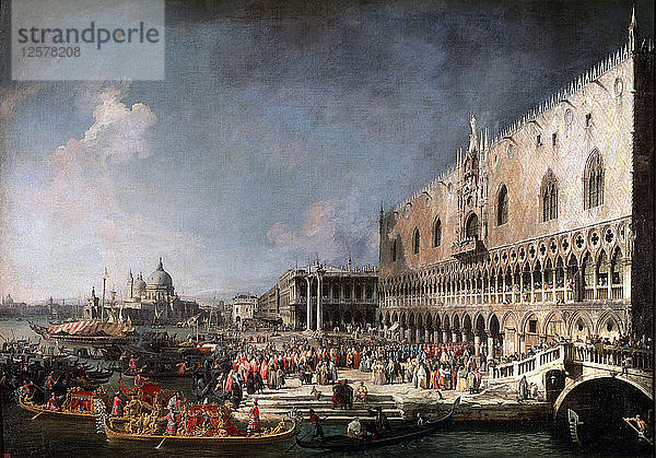 Ankunft des französischen Botschafters in Venedig  1725-1726. Künstler: Canaletto