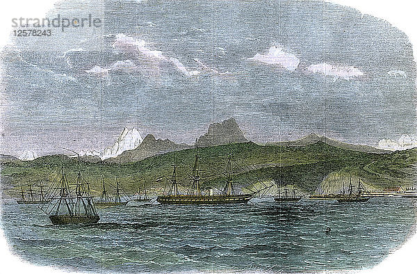 Das spanische Blockadegeschwader in Valparaiso  Chile  um 1880. Künstler: Unbekannt