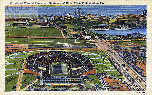 Luftaufnahme des Municipal Stadium und der Navy Yard  Philadelphia  Pennsylvania  USA  1937. Künstler: Unbekannt