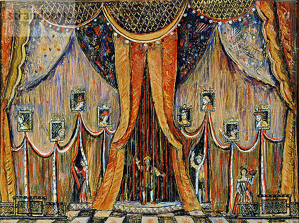Entwurf des Vorhangs für die Oper Dorothea  von T. Khrennikov  1983. Künstler: Alexander Luschin