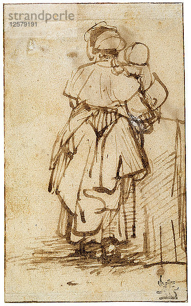 Frau mit Kind auf dem Schoß  1640er Jahre. Künstler: Rembrandt Harmensz van Rijn