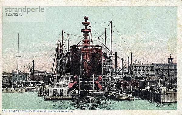 Bau eines Kriegsschiffs  Cramps-Werft  Philadelphia  Pennsylvania  USA  1905. Künstler: Unbekannt