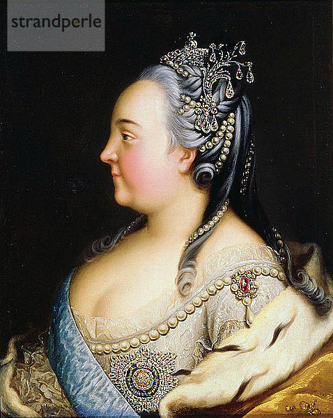 Porträt der Kaiserin Elisabeth mit Perlen  um 1768. Künstler: Heinrich Buchholz