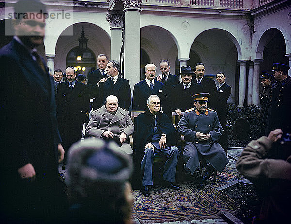 Die Konferenz von Jalta  Krim  UdSSR  4. bis 11. Februar 1945. Künstler: Anon