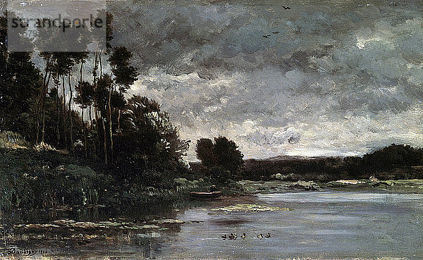 Das Flussufer  1866. Künstler: Charles François Daubigny