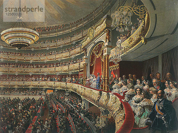 Auditorium des Bolschoi-Theaters  Moskau  Russland  1856. Künstler: Mihály Zichy