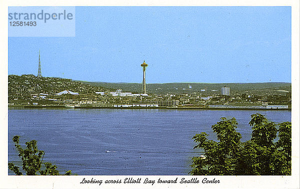 Elliott Bay und das Seattle Center  Washington  USA  1963. Künstler: Unbekannt
