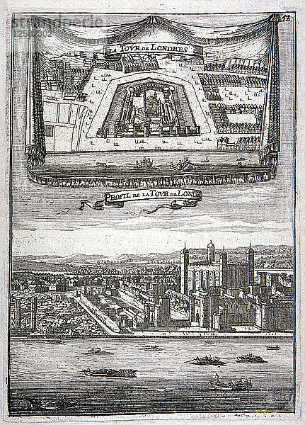 Zwei Ansichten des Tower of London mit Booten auf der Themse  um 1790. Künstler: Anon