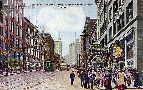 Second Avenue von der Union Street aus  Seattle  Washington  USA  1910. Künstler: Unbekannt