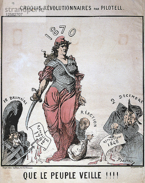 Que le Peuple Veille  Allegorie der französischen Republik  Deutsch-Französischer Krieg  1870. Künstler: Pilotell