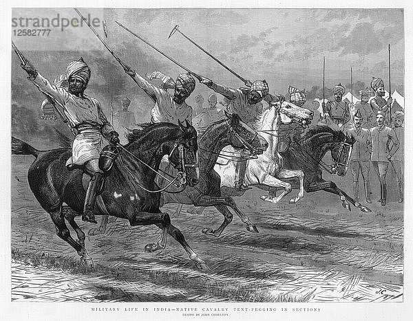Einheimische Kavallerie beim Zelten in Abschnitten  Indien  1890. Künstler: John Charlton