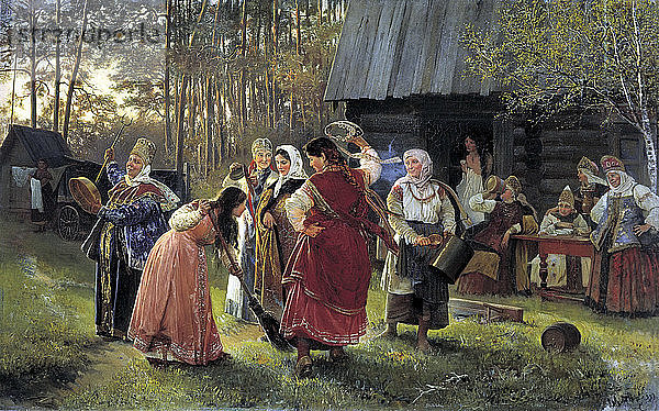 Vorabend der Hochzeitsfeier  1889. Künstler: Alexej Iwanowitsch Korzukhin