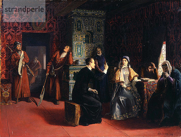 Marina Mniszech mit ihrem Vater unter Arrest  1883. Künstler: Mikhail Petrovich Klodt