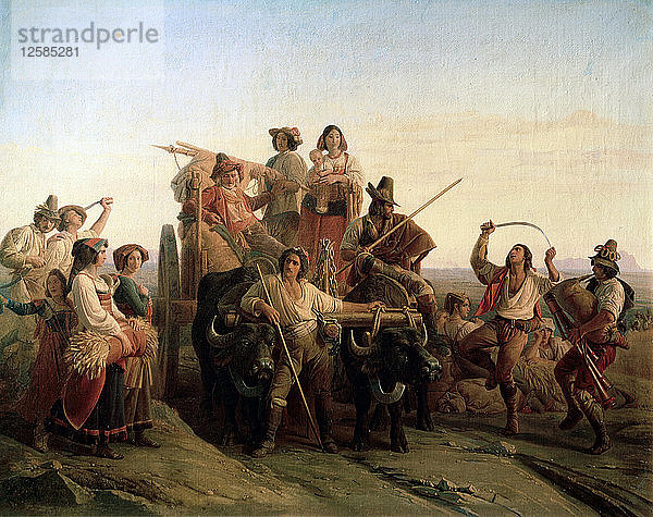 Die Ankunft der Erntehelfer in den Pontinischen Sümpfen  1833. Künstler: Louis Léopold Robert