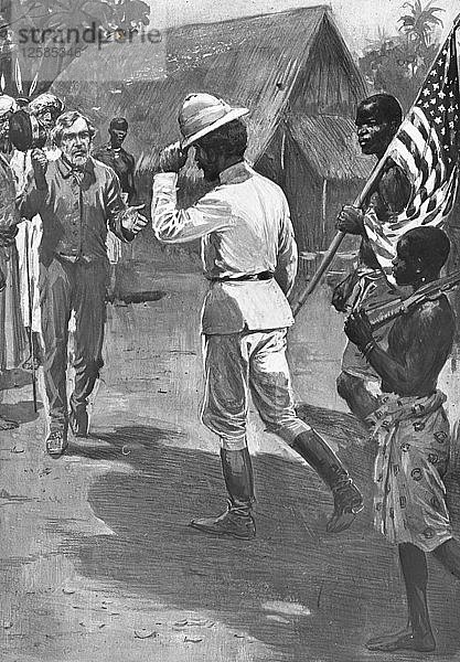 Sir Henry Morton Stanley trifft David Livingstone  Afrika  1871. Künstler: Unbekannt
