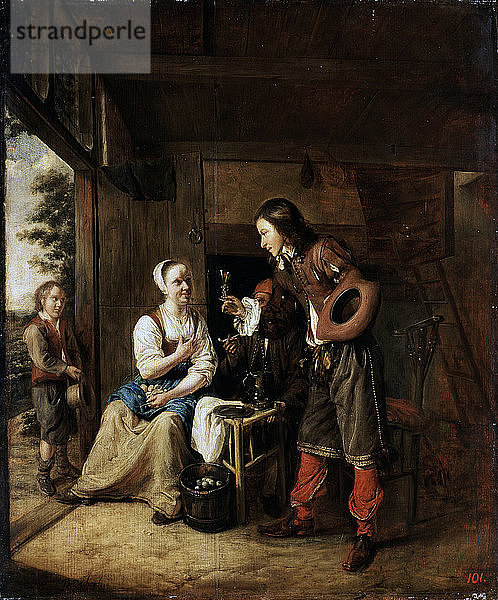 Krieger und Diener  1653. Künstler: Pieter de Hooch