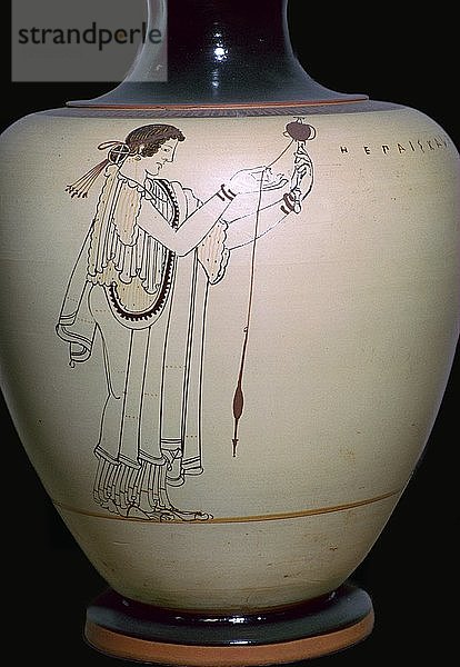 Vasenmalerei einer spinnenden Frau  5. Jahrhundert v. Chr.