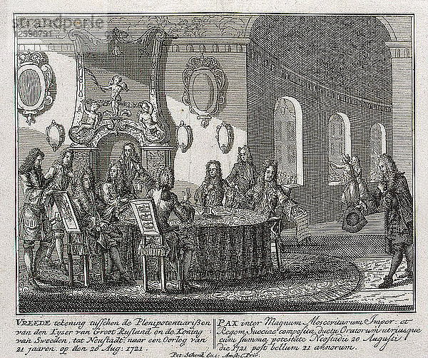 Abschluss des Friedensvertrags von Nystad am 20. August 1721.