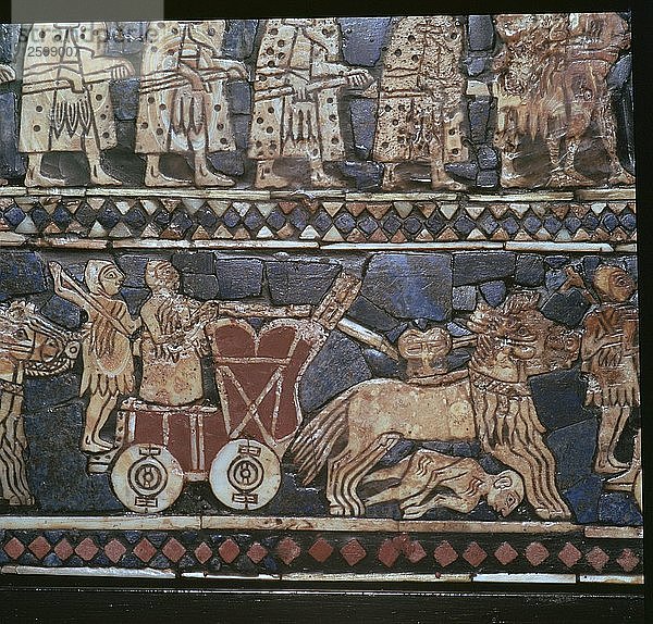 Detail der Standarte von Ur  die einen sumerischen Kriegswagen zeigt  Südirak  etwa 2600-2400 v. Chr. Künstler: Unbekannt