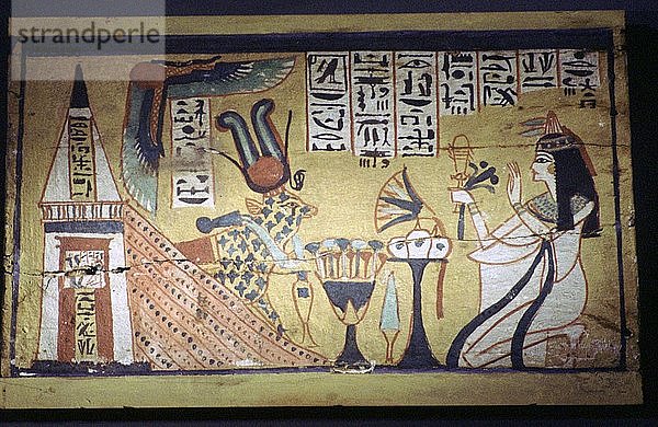 Ägyptische Malerei auf einer hölzernen Shabti-Box. Künstler: Unbekannt