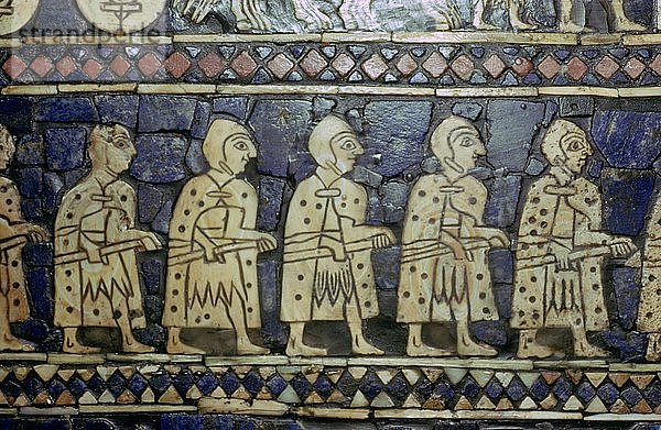 Detail der sumerischen Soldaten aus der königlichen Standarte von Ur  etwa 2600-2400 v. Chr. Künstler: Unbekannt