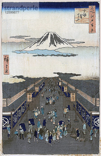 Surugacho (Einhundert berühmte Ansichten von Edo)  1856-1858.