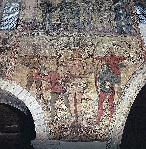 Bild des Martyriums des Heiligen Edmund  9. Jahrhundert. Künstler: Unbekannt