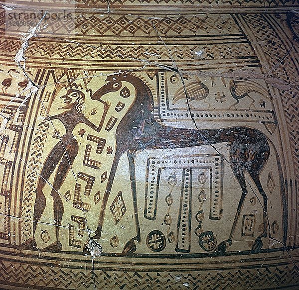 Detail aus einer griechischen Vase der geometrischen Periode  9. Jahrhundert v. Chr. Künstler: Unbekannt
