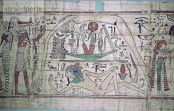 Ägyptischer Papyrus mit einer Allegorie auf den Kosmos. Künstler: Unbekannt