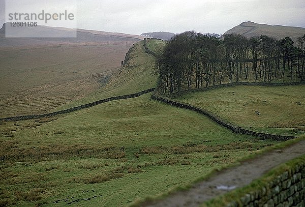 Hadrians Wall vom Housesteads Fort in Northumberland  2. Jahrhundert. Künstler: Unbekannt