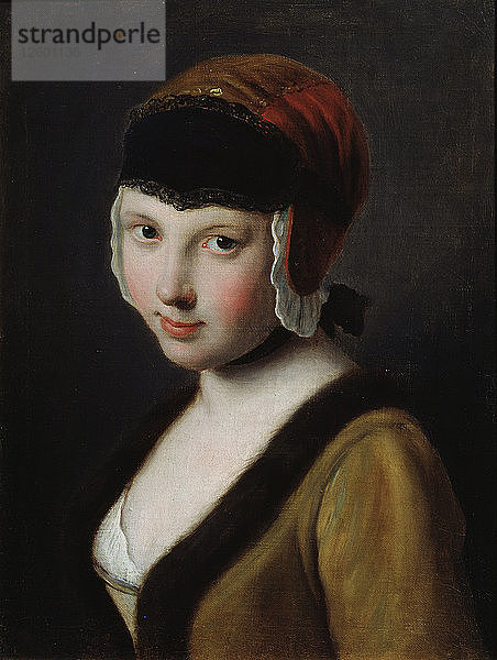 Mädchen mit schwarzer Maske  Mitte des 18. Jahrhunderts. Künstler: Pietro Rotari